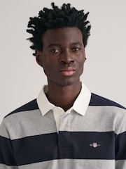 GANT Grey Shield Barstripe Rugby 100% Cotton Shirt - Image 4 of 5