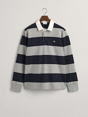 GANT Grey Shield Barstripe Rugby 100% Cotton Shirt - Image 5 of 5
