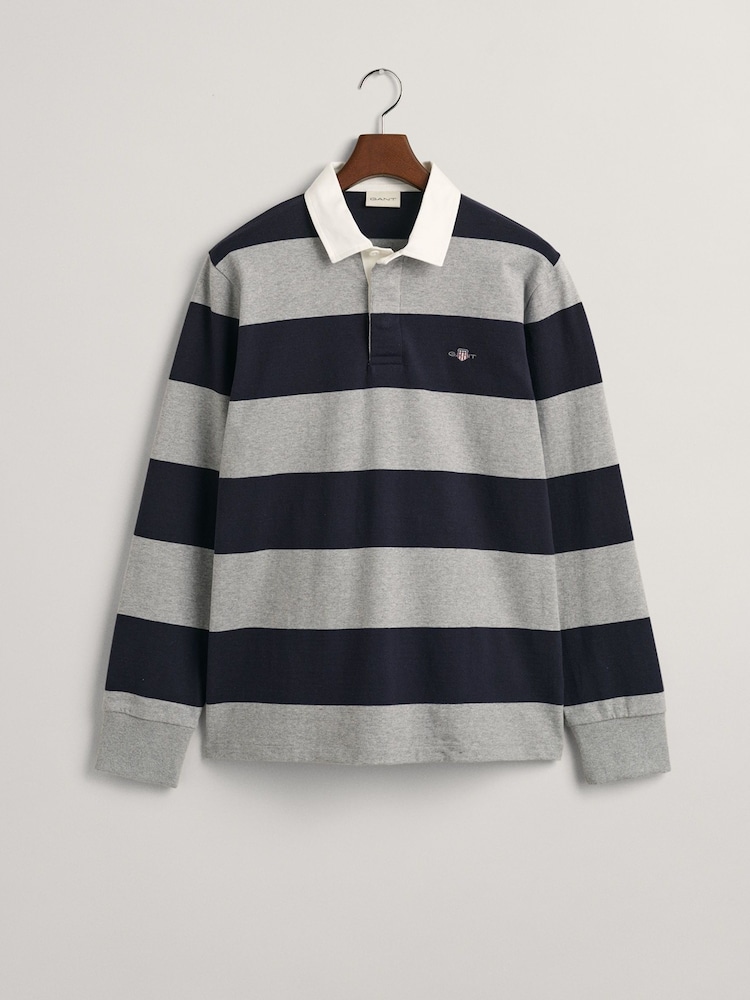 GANT Grey Shield Barstripe Rugby 100% Cotton Shirt - Image 5 of 5