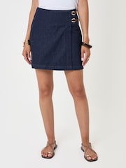 Threadbare Blue Pleated Denim Wrap Mini Skirt - Image 4 of 5