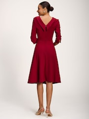 Jolie Moi Burgundy Roll Neck ¾ Sleeve Midi Dress - Image 2 of 6