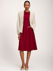 Jolie Moi Burgundy Roll Neck ¾ Sleeve Midi Dress - Image 6 of 6