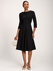 Jolie Moi Black Roll Neck ¾ Sleeve Midi Dress - Image 1 of 6