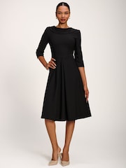 Jolie Moi Black Roll Neck ¾ Sleeve Midi Dress - Image 4 of 6
