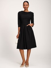 Jolie Moi Black Roll Neck ¾ Sleeve Midi Dress - Image 6 of 6