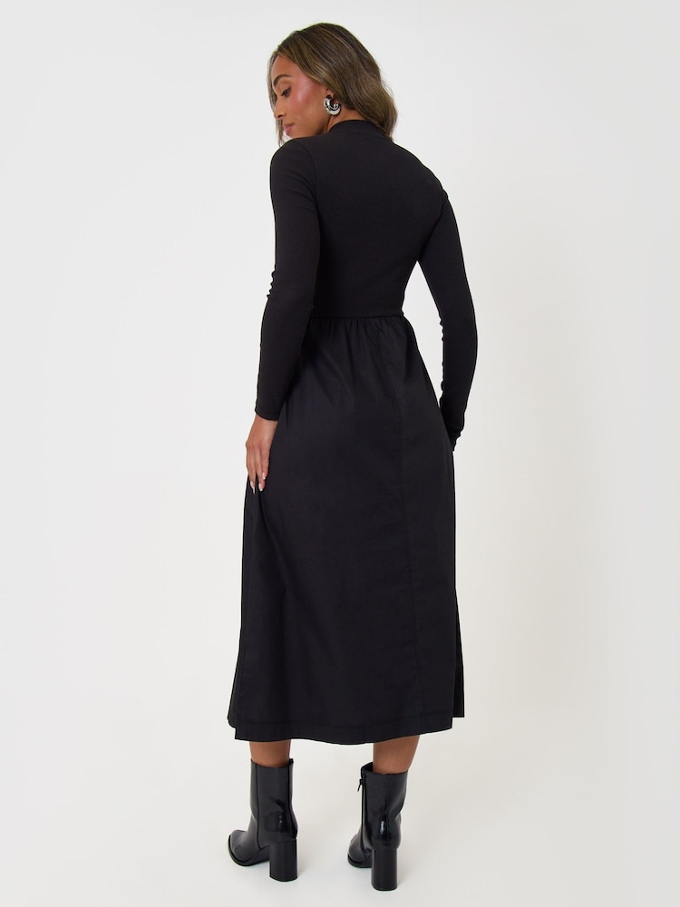 Threadbare Cotton Blend Ribbed Jersey High Neck Midaxi Dress - Bild 2 von 4