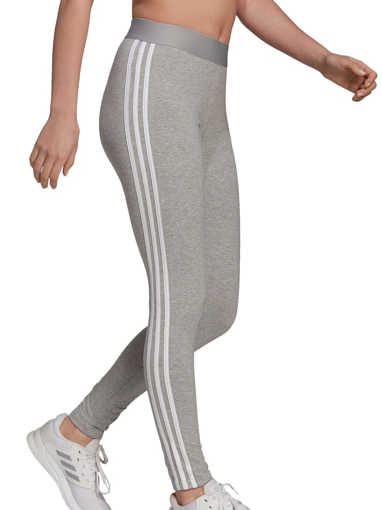 adidas Grey/White Sportswear 3 Stripes Leggings - Image 2 of 6