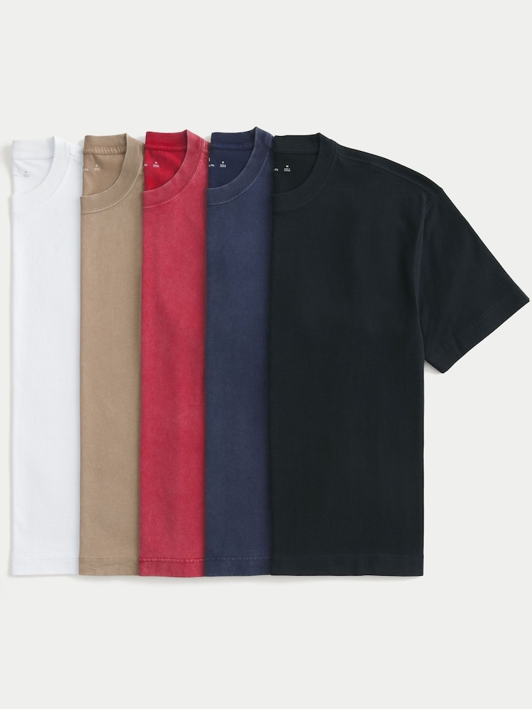 Hollister White Heavyweight Boxy T-Shirts 5 Pack - Image 1 of 2