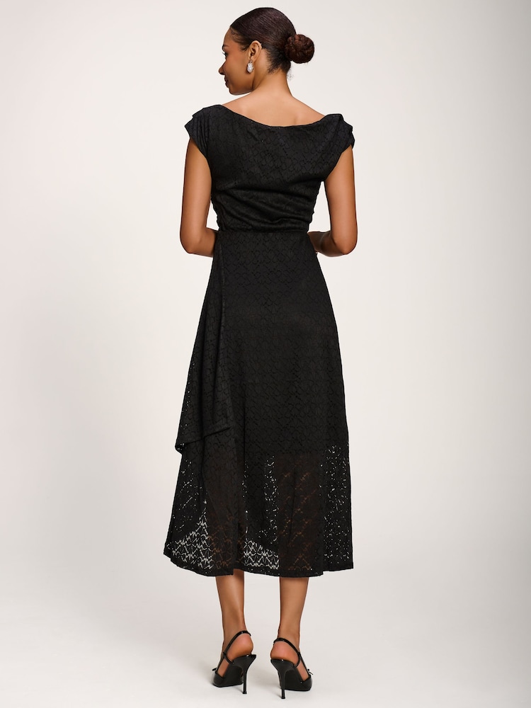 Jolie Moi Black Asymmetrical Draped Midaxi Dress - Image 2 of 6