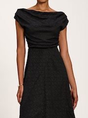 Jolie Moi Black Asymmetrical Draped Midaxi Dress - Image 3 of 6
