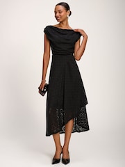 Jolie Moi Black Asymmetrical Draped Midaxi Dress - Image 4 of 6