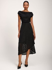 Jolie Moi Black Asymmetrical Draped Midaxi Dress - Image 6 of 6