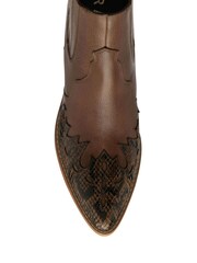 Ravel Brown Leather Block Heel Western Ankle Boots - Image 4 of 4