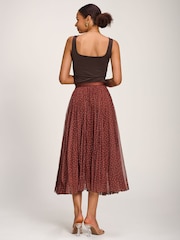 Jolie Moi Print Crinkle Mesh Midi Skirt - Imagen 2 de 6