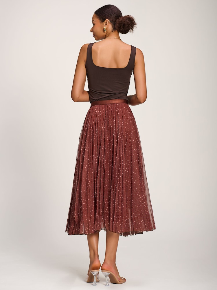 Jolie Moi Print Crinkle Mesh Midi Skirt - Imagen 2 de 6