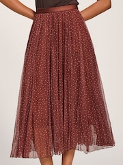 Jolie Moi Print Crinkle Mesh Midi Skirt - Imagen 3 de 6