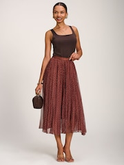 Jolie Moi Print Crinkle Mesh Midi Skirt - Imagen 4 de 6