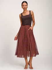 Jolie Moi Print Crinkle Mesh Midi Skirt - Imagen 5 de 6