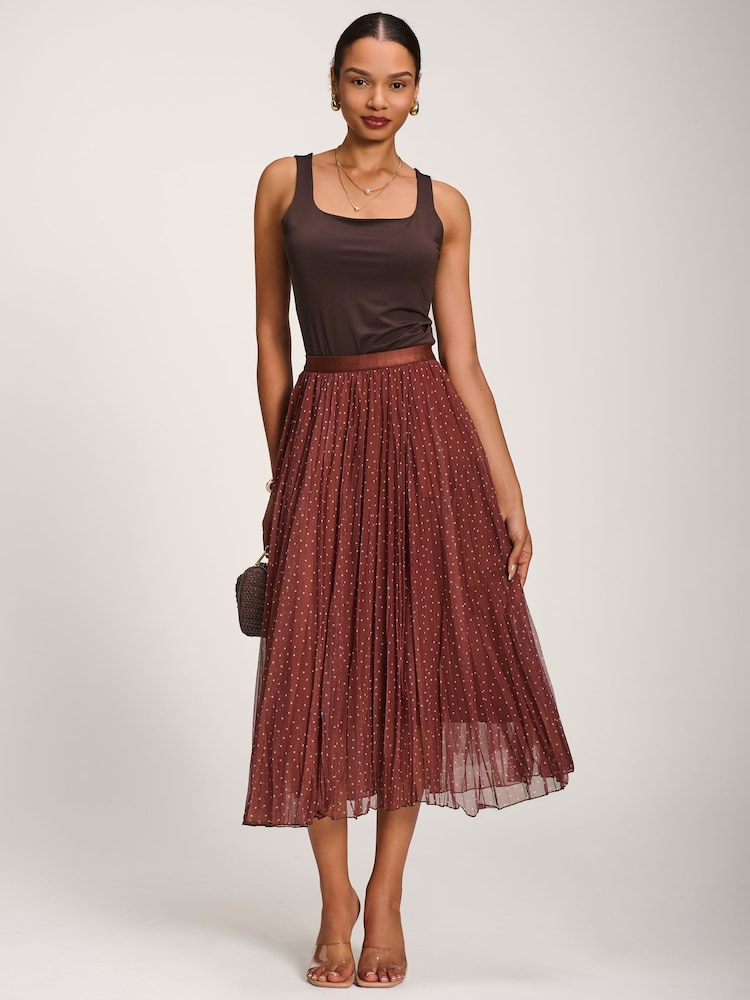 Jolie Moi Print Crinkle Mesh Midi Skirt - Imagen 6 de 6