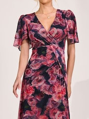 Jolie Moi Pink Angel Sleeve Mesh Maxi Dress - Image 3 of 6