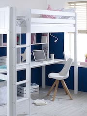 Flexa Kids White Avenue Kids Nordic High Sleeper With Long Desk And Shelving - Image 1 of 2