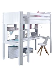 Flexa Kids White Avenue Kids Nordic High Sleeper With Long Desk And Shelving - Image 2 of 2