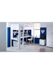 Flexa Kids White Nordic High Sleeper with Long Desk and Shelving - Image 4 of 4