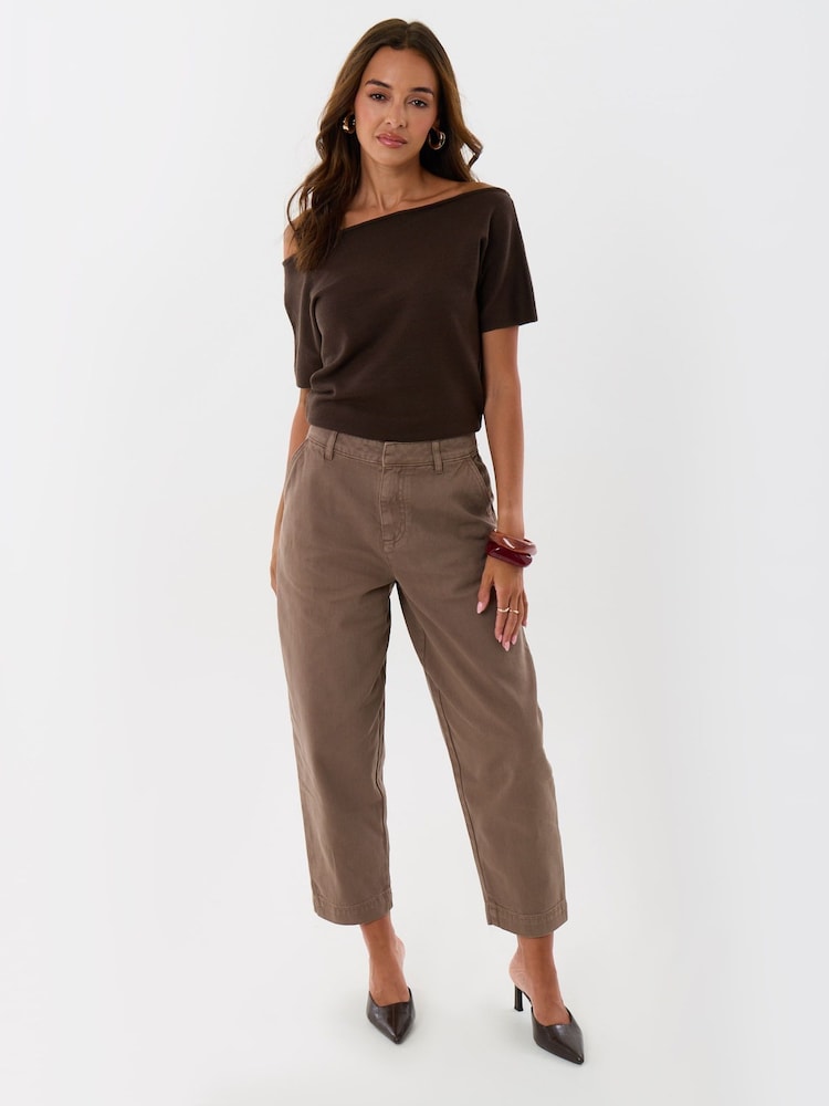 Threadbare Brown Barrel Leg Jeans - Image 1 of 4