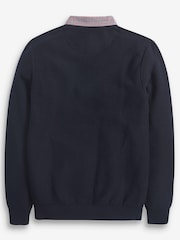Navy Gingham V Regular Mock Shirt Knitted Crew Jumper - Image 5 of 6