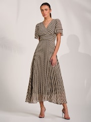 Jolie Moi Black Chiffon Pleated Maxi Dress - Image 1 of 6