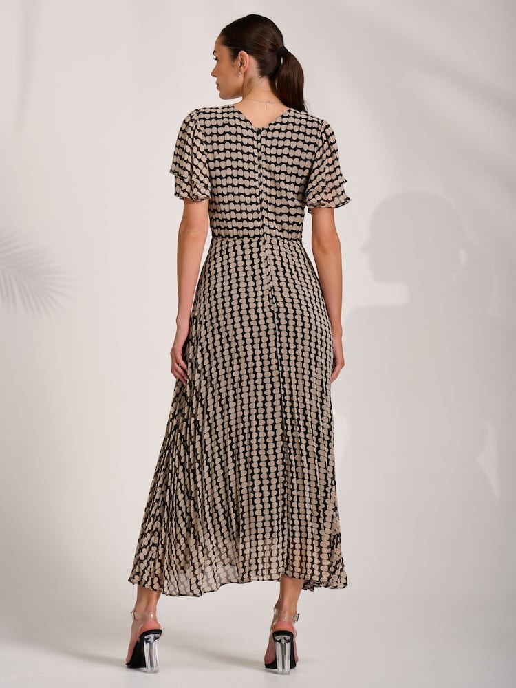 Jolie Moi Black Chiffon Pleated Maxi Dress - Image 2 of 6 Jolie Moi Black Chiffon Pleated Maxi Dress - Image 2 of 6