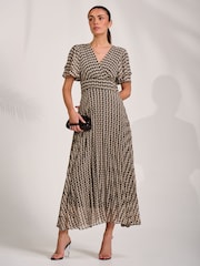 Jolie Moi Black Chiffon Pleated Maxi Dress - Image 4 of 6