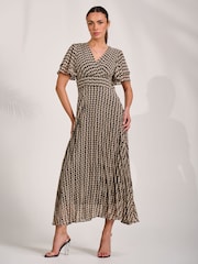 Jolie Moi Black Chiffon Pleated Maxi Dress - Image 5 of 6