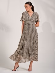 Jolie Moi Black Chiffon Pleated Maxi Dress - Image 6 of 6