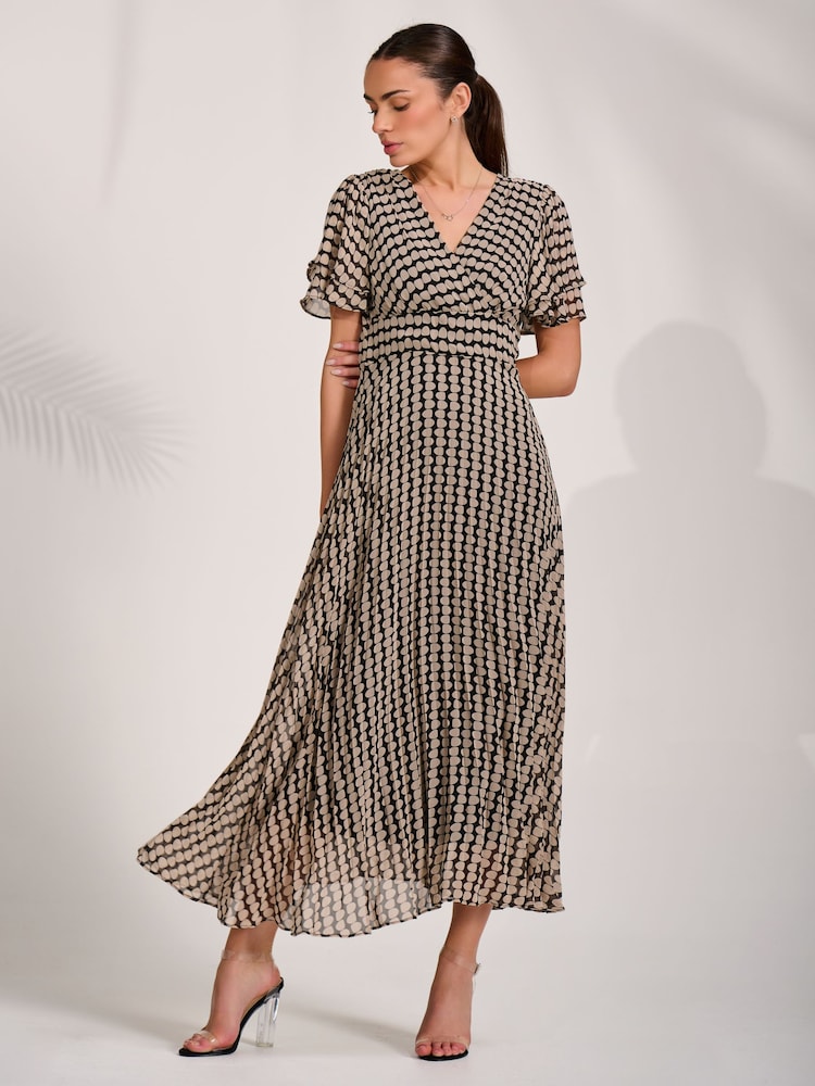 Jolie Moi Black Chiffon Pleated Maxi Dress - Image 6 of 6 Jolie Moi Black Chiffon Pleated Maxi Dress - Image 6 of 6