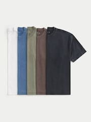 Hollister White/Blue/Green/Brown/Black Heavyweight Boxy T-Shirts 5 Pack - Image 1 of 2