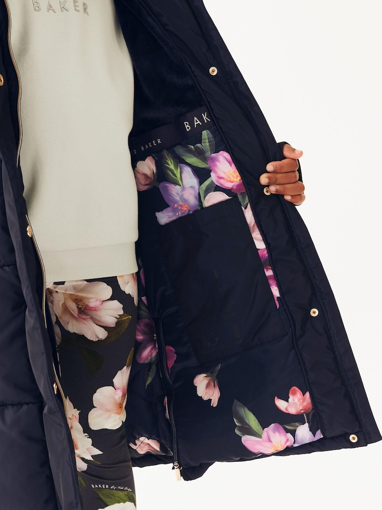 marine - Manteau matelassé long imperméable Baker by Ted Baker - Image 10 of 11