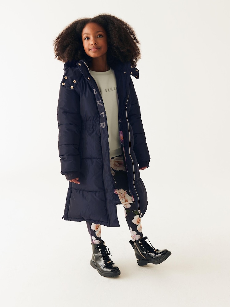 marine - Manteau matelassé long imperméable Baker by Ted Baker - Image 6 of 11