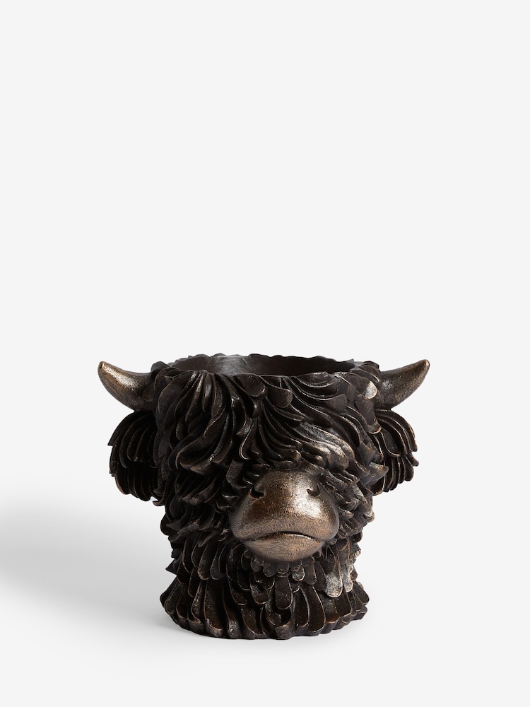 Bronze Outdoor Hamish The Highland Cow Plant Pot - Image 2 of 4