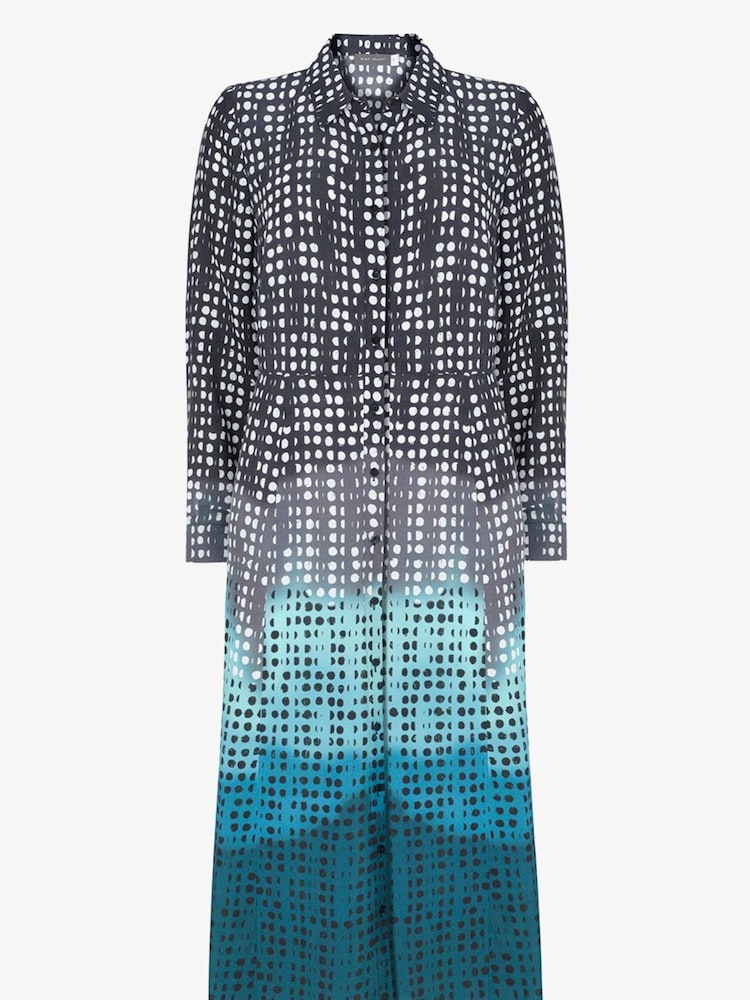 Mint Velvet Blue Kiara Print Ombré Midi Dress - Image 1 of 3