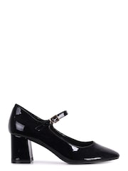 Linzi Black Patent Madeline Court Heel with Block Heels - Image 2 of 4