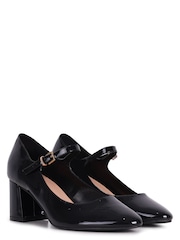 Linzi Black Patent Madeline Court Heel with Block Heels - Image 3 of 4