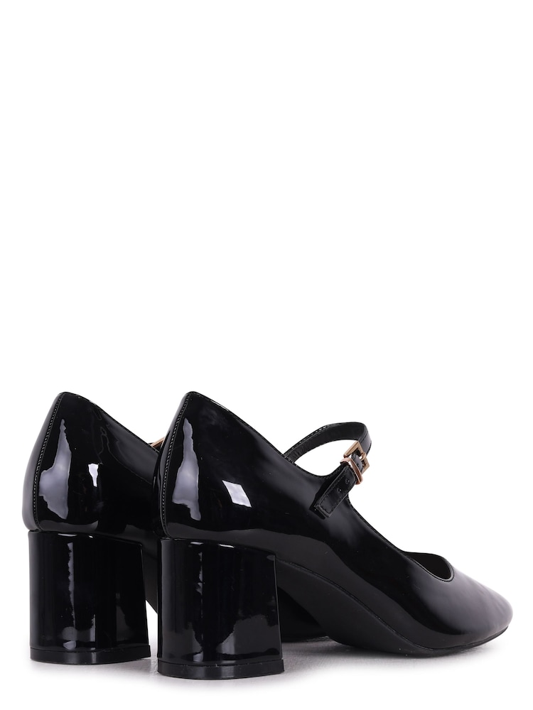 Linzi Black Patent Madeline Court Heel with Block Heels - Image 4 of 4