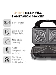 Tower Rose Gold 3 in1 Deep Fill Sandwich Maker - Image 2 of 8