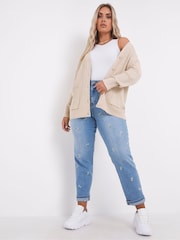 Simply Be Ribbed Slouchy ohlapnejši kroj (po vzoru moških hlač) pletena jopa - Slika 1 iz 4