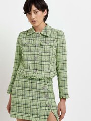 River Island Green Petite Lime Diamante Pop Crop Jacket - Image 1 of 5