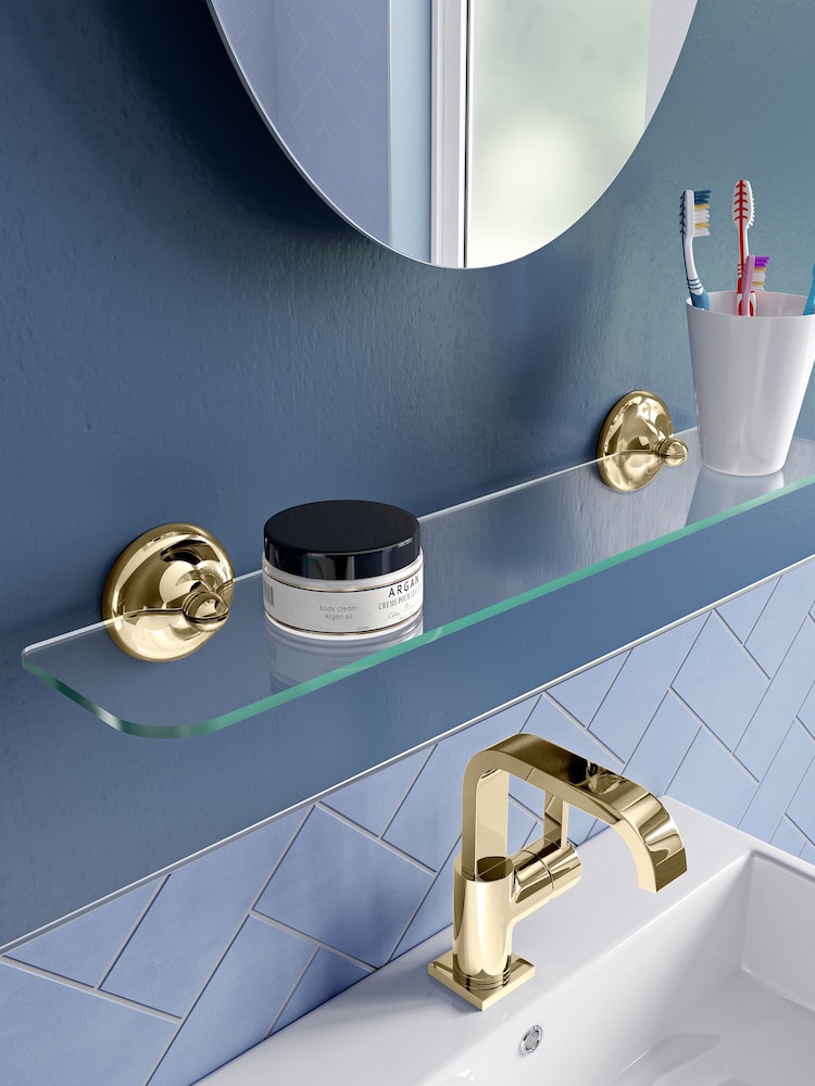 CROYDEX Grosvenor Gold Glass Shelf - Image 1 of 4