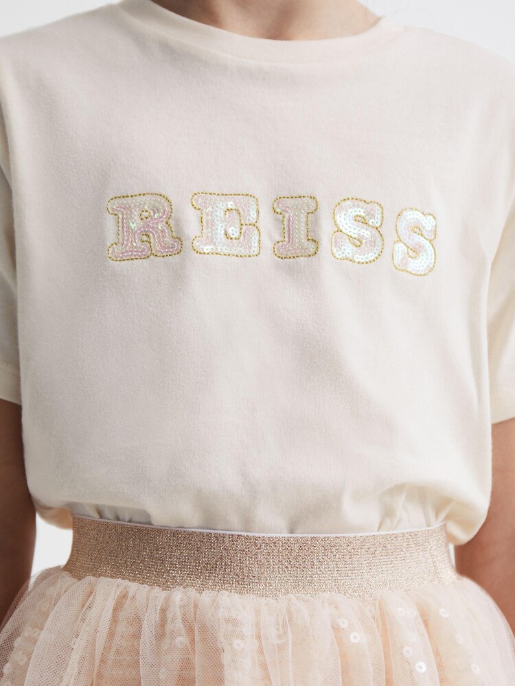 Reiss Jasmine Sequin 100% Cotton T-Shirt - Image 4 of 6
