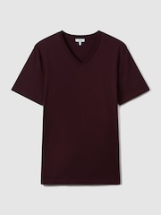 Reiss Bordeaux Dayton Cotton V-Neck T-Shirt - Image 2 of 6