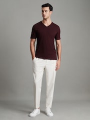 Reiss Bordeaux Dayton Cotton V-Neck T-Shirt - Image 3 of 6